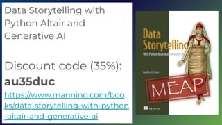 Data Storytelling with
Python Altair and
Generative AI
Discount code (35%):
au35duc
https://www.manning.com/boo
ks/data-storytelling-with-python
-altair-and-generative-ai
 