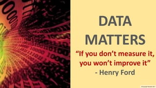 8
DATA
MATTERS
“If you don’t measure it,
you won’t improve it”
- Henry Ford
©Copyright Noludits 2017
 