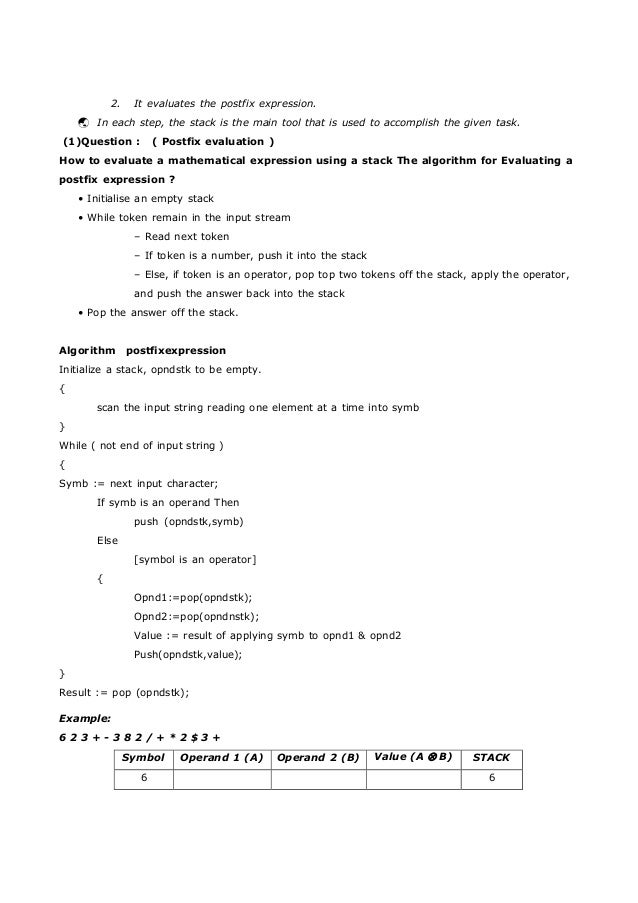 Program For Evaluating Postfix Expression Using Stack Stone