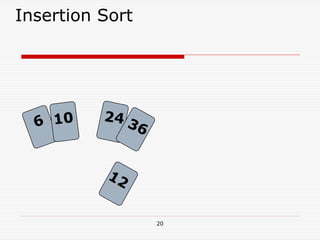20
Insertion Sort
6 10 24 36
12
 