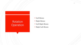 Rotation
Operation
 Left Rotate
 Right Rotate
 Left-Right Rotate
 Right-Left Rotate
177
 