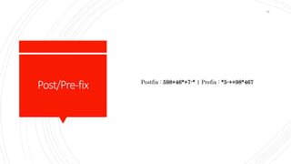 Post/Pre-fix Postfix : 598+46*+7-* | Prefix : *5-++98*467
82
 