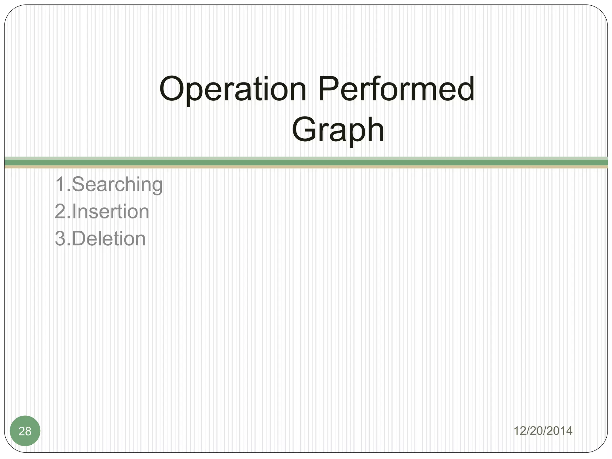 Operation Performed
Graph
1.Searching
2.Insertion
3.Deletion
12/20/201428
 