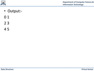 Department of Computer Science &
Information Technology
Prince Kumar
Data Structure
• Output:-
0 1
2 3
4 5
 