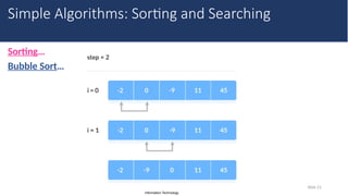 Information Technology
Sorting…
Bubble Sort…
Slide 21
Simple Algorithms: Sorting and Searching
 