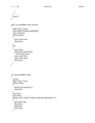 Data structure circular list | PDF