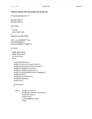 Data structure circular list | PDF