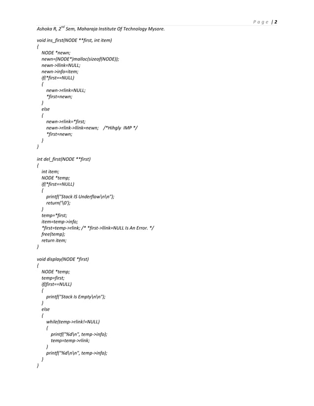 Data structure doubly linked list programs | PDF
