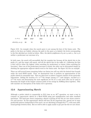 gure 2.8. 
We maintain the following two details 
 First, we maintain the lowest leftmost crossing. This is equivalent to the leftmost lowest 
crossing. This is because of the invariant that all crossings involve horizontal segments with 
left endpoint left of all errors. 
 Next, we maintain the left most 
oating error on each row separately. 
Example: Insert(t; min). When adding a new query what is the  