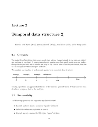 Lecture 1 
Temporal data structure 1 
Scribes: Oscar Moll (2012), Aston Motes (2007), Kevin Wang (2007) 
1.1 Overview 
In this  