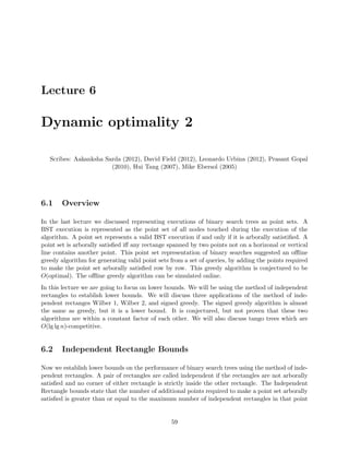 gure 1.5. Partitioning into subtrees rather than arbitrarily is required. 
Now node m has some of the mods of the internal tree in Figure 1.5, and node n retains 
the `older' half of the updates. 
 from the `old' mod entries in node n, compute the latest values of each  
