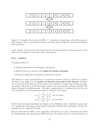 es DS, we must 
say which future queries are changed. 
2.2.1 Easy case with commutativity and inversions 
Assume the following hold: 
 Commutative updates: x:y = y:x (x followed by y is the same as y followed by x); that is the 
updates can be reordered ) Insert(t, op) = Insert(now, op). 
 Invertible updates: There exists an operation x1, such that x:x1 = ; ) Delete(t, op) = 
Insert(now, op1) 
Partial retroactivity 
These two assumptions allow us to solve some retroactive problems easily, such as: 
 hashing 
 array with operation A[i]+ =  (but no direct assignment) 
2.2.2 Full retroactivity 
First, lets de 