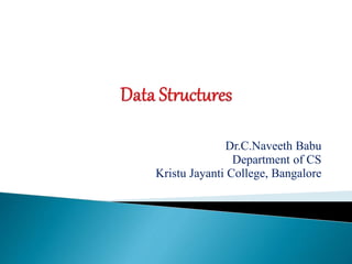 Dr.C.Naveeth Babu
Department of CS
Kristu Jayanti College, Bangalore
 