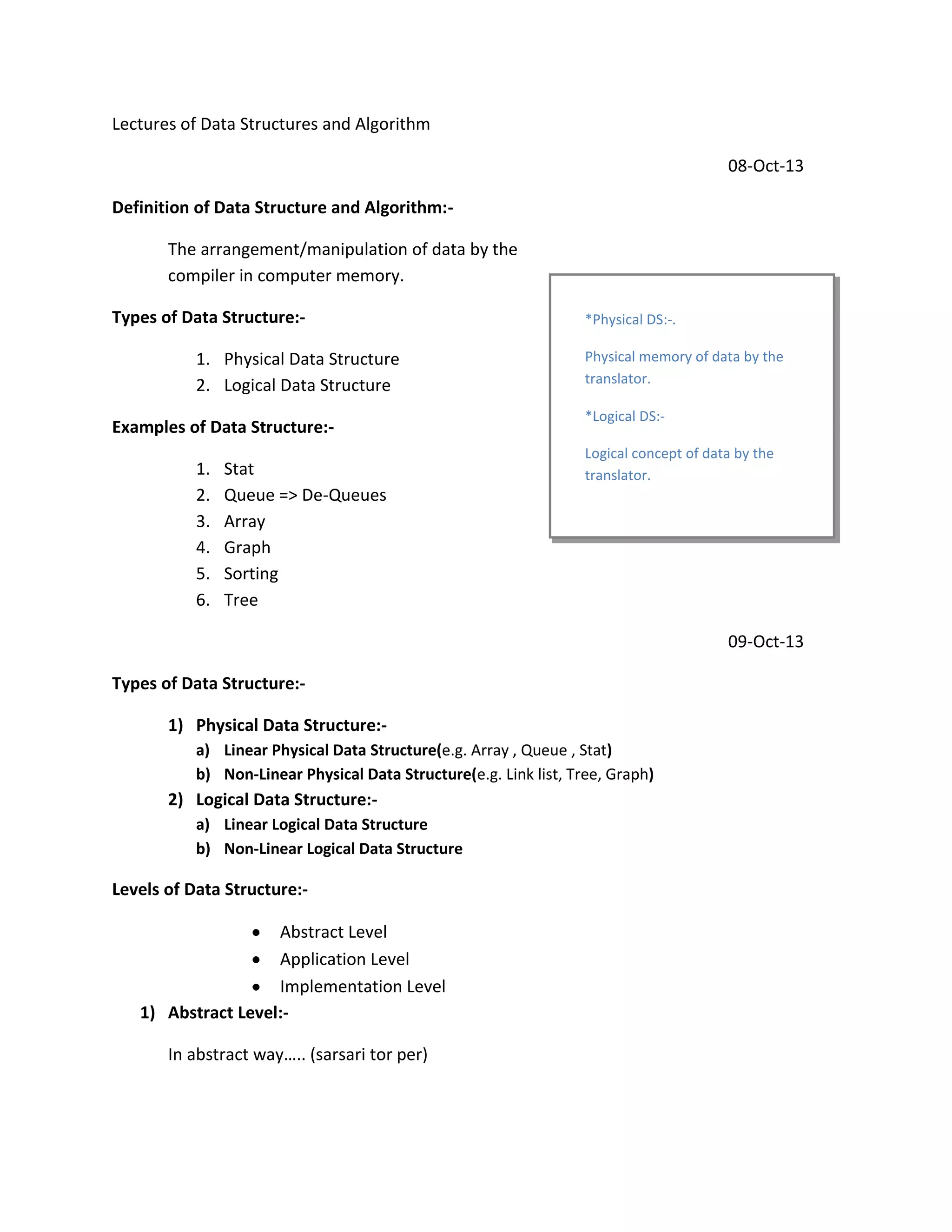 Data structures and algorithm | PDF