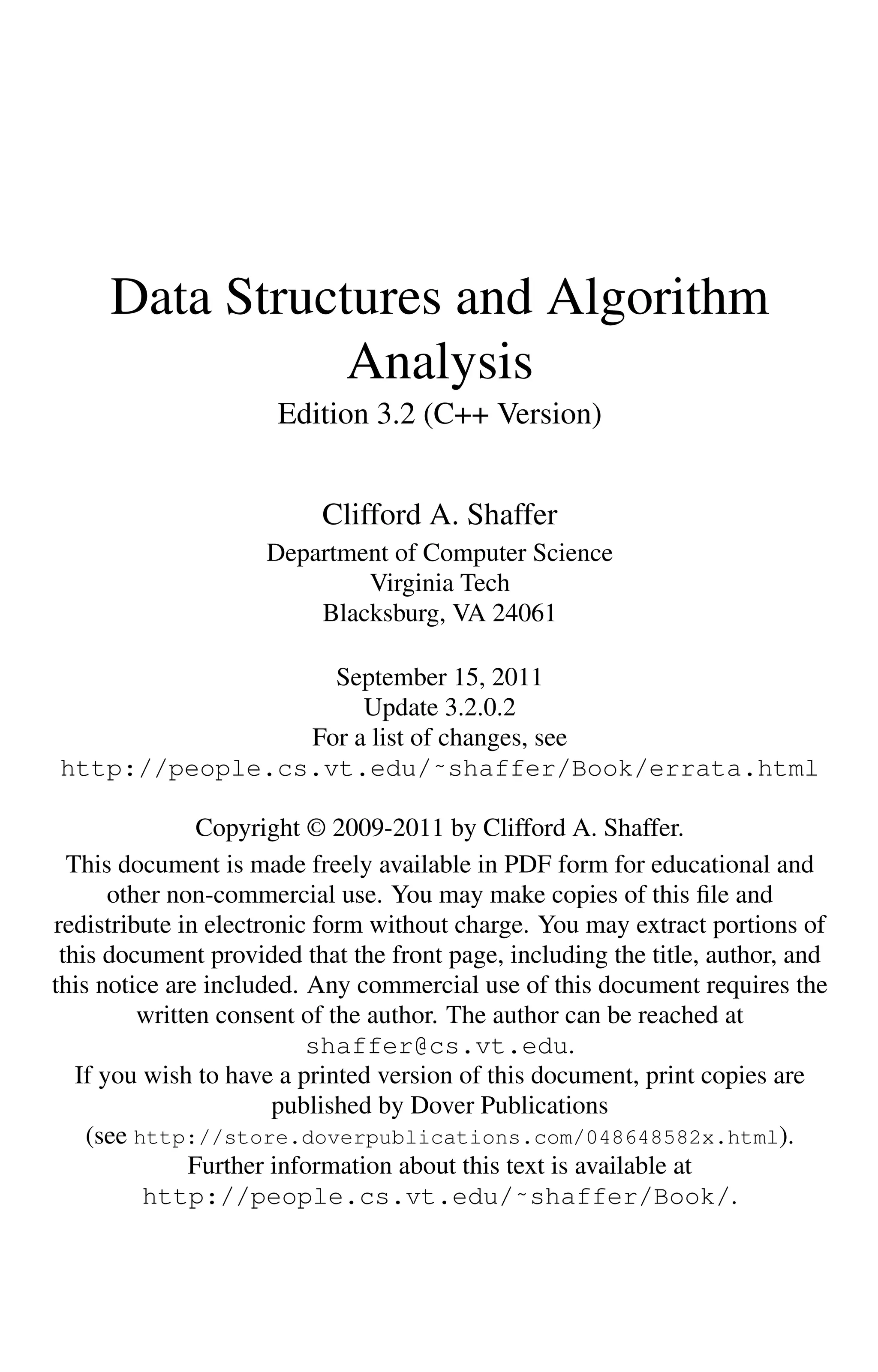 Data Structures and Algorithm Analysis in C++, 3rd Edition by Dr ...