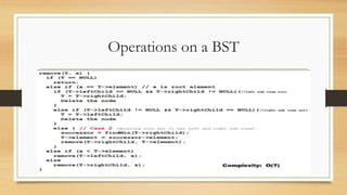 Operations on a BST
 