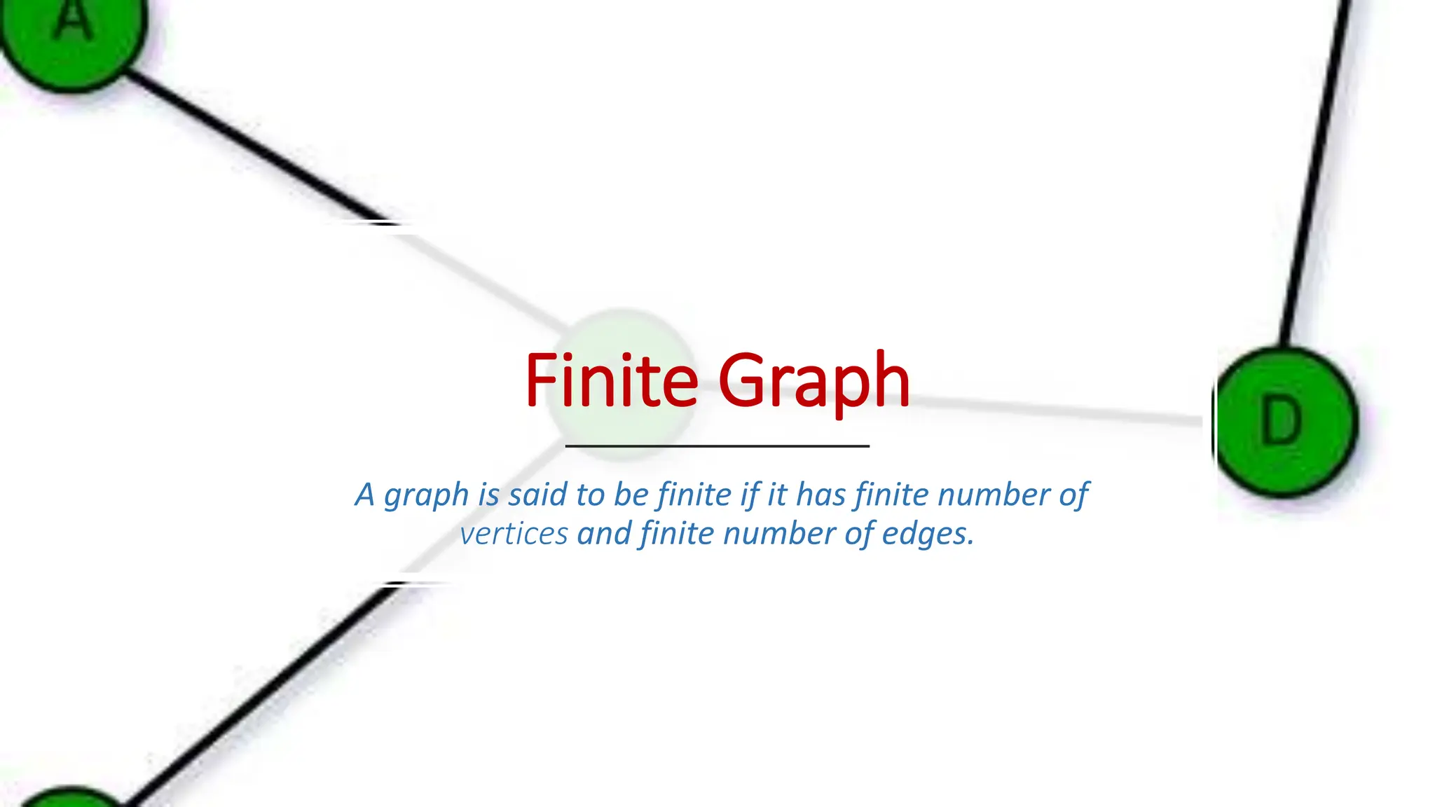 Finite Graph A graph is said to be finite if it has finite number of vertices and finite number of edges. 
