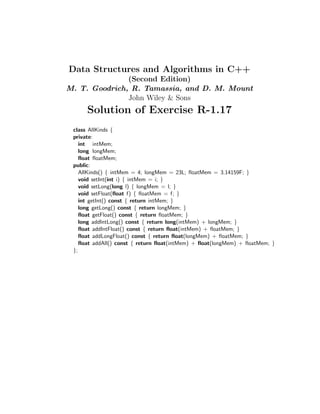 Solutions for Exercises – Data Structures and Algorithms in C++ (2nd ...