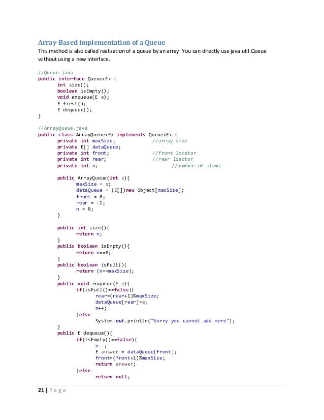 Java Program To Implement Circular Queue Adt Using An Array