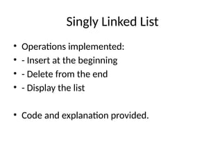 Singly Linked List, Stack, Arrays vs Linked Lists, and Time Complexity ...