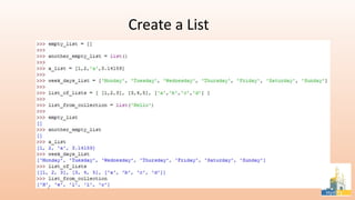 Create a List
 
