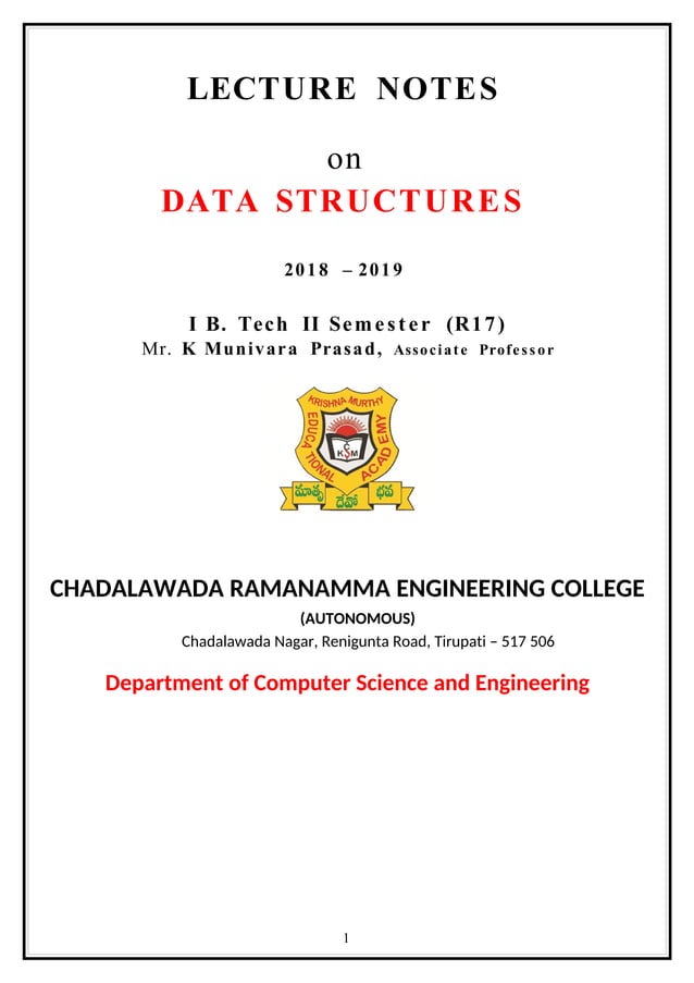 Data Structures Notes | PDF