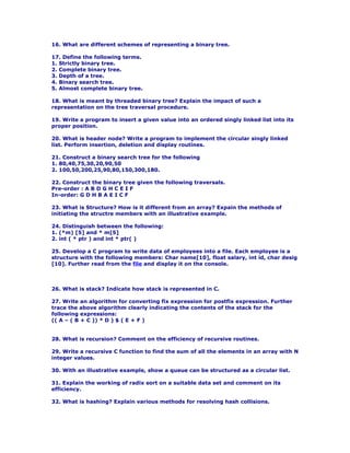 Data structures question paper anna university | DOC | Programming ...