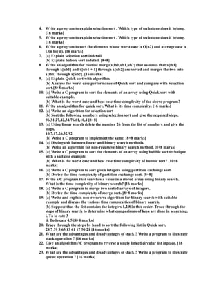 Data structures question paper anna university | DOC