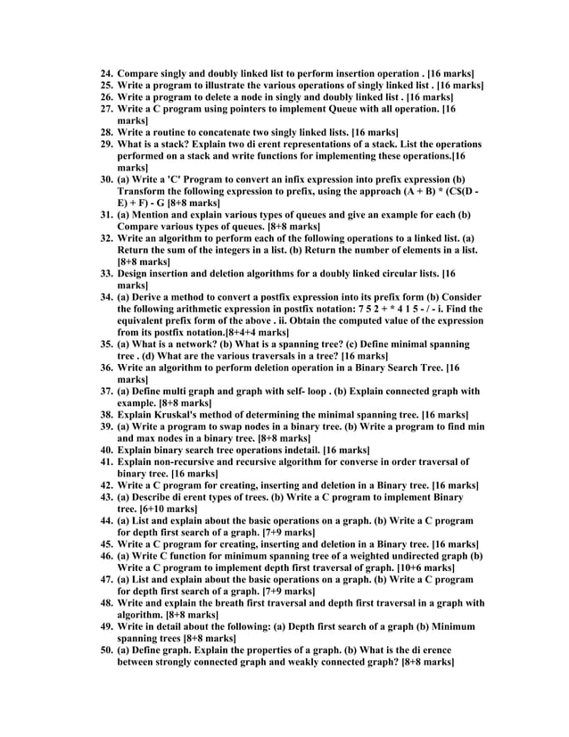Data structures question paper anna university | PDF