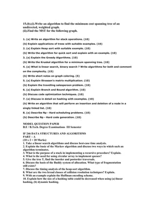 Data structures question paper anna university | DOC