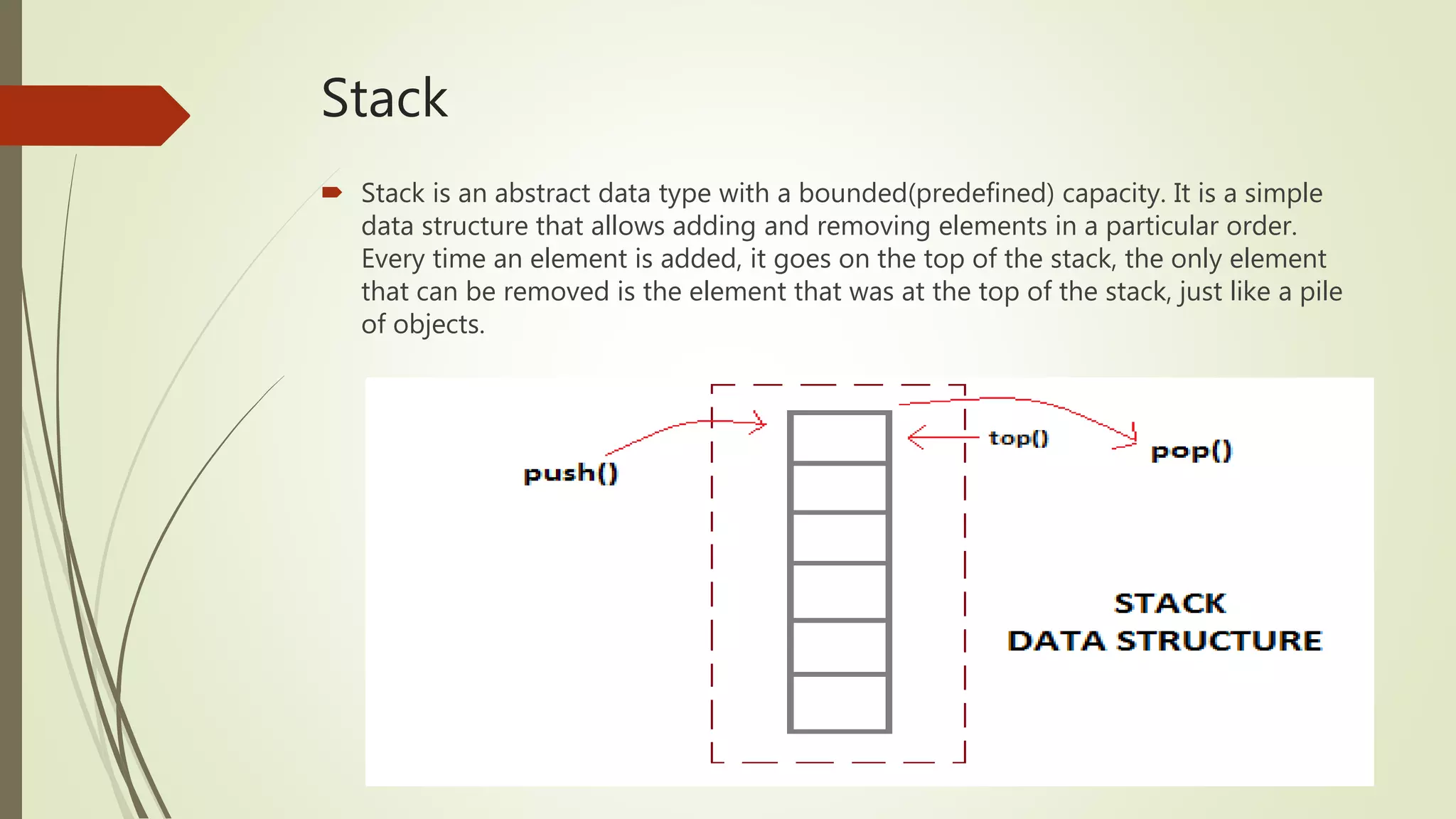 Data structure , stack , queue | PPTX | Programming Languages | Computing