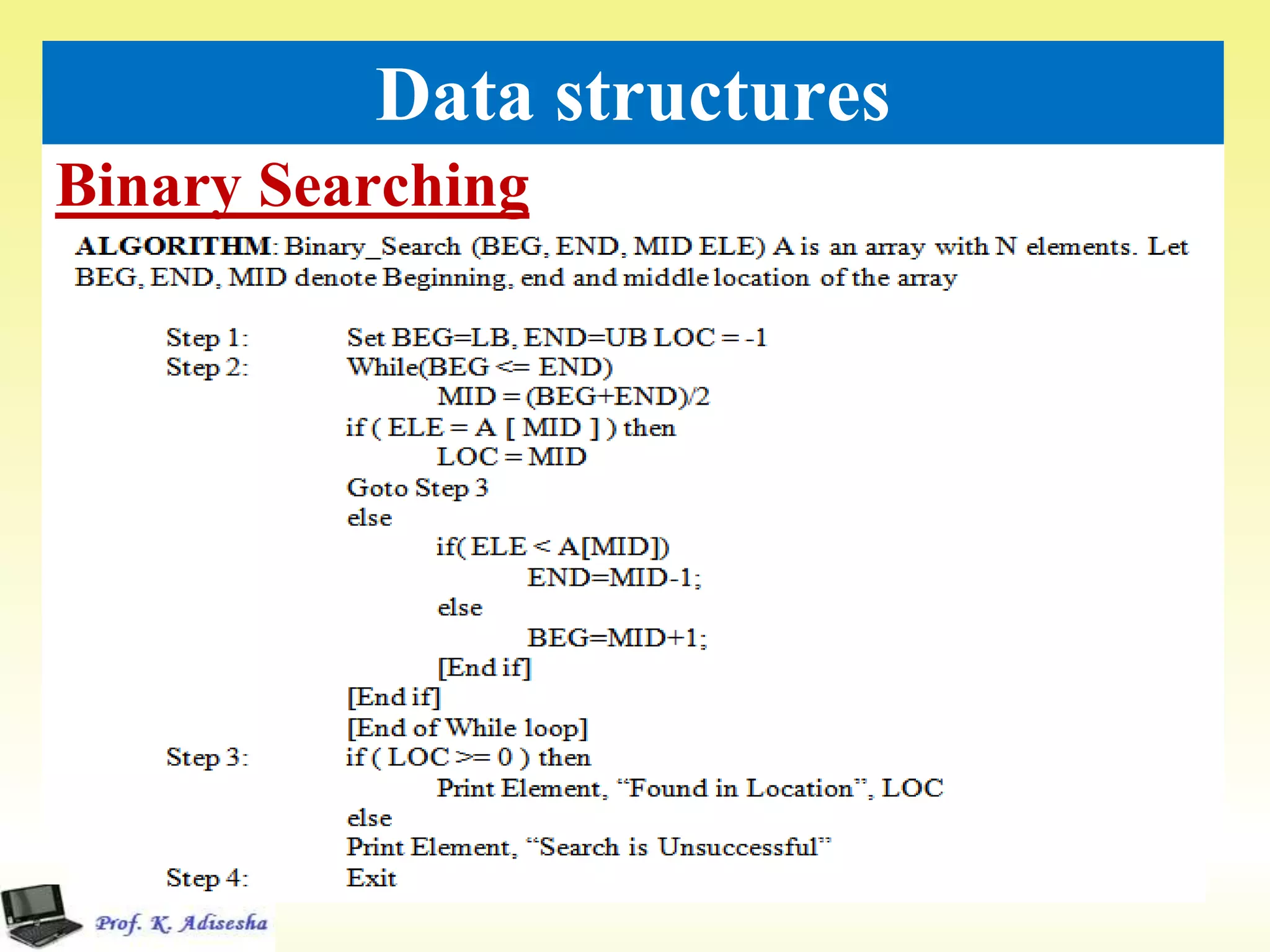 Binary Searching
44
Data structures
 