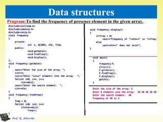 Program:To find the frequency of presence element in the given array.
32
Data structures
 