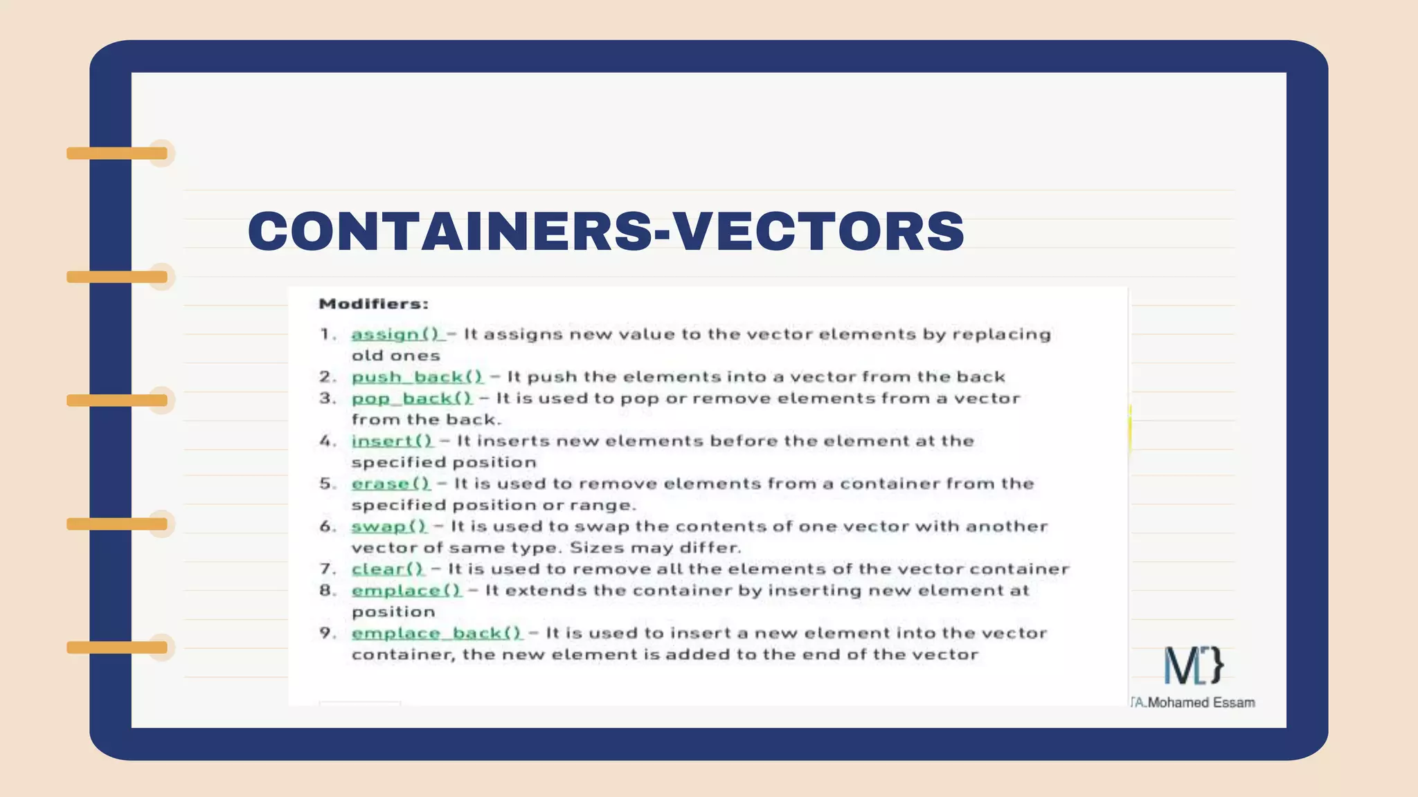 CONTAINERS-VECTORS
 