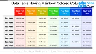 Data Table Having Rainbow Colored Columns | PPT