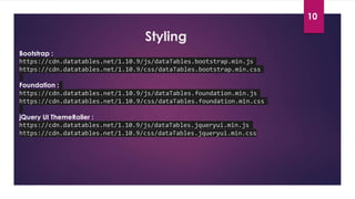 Data tables table plug in for jquery | PPTX
