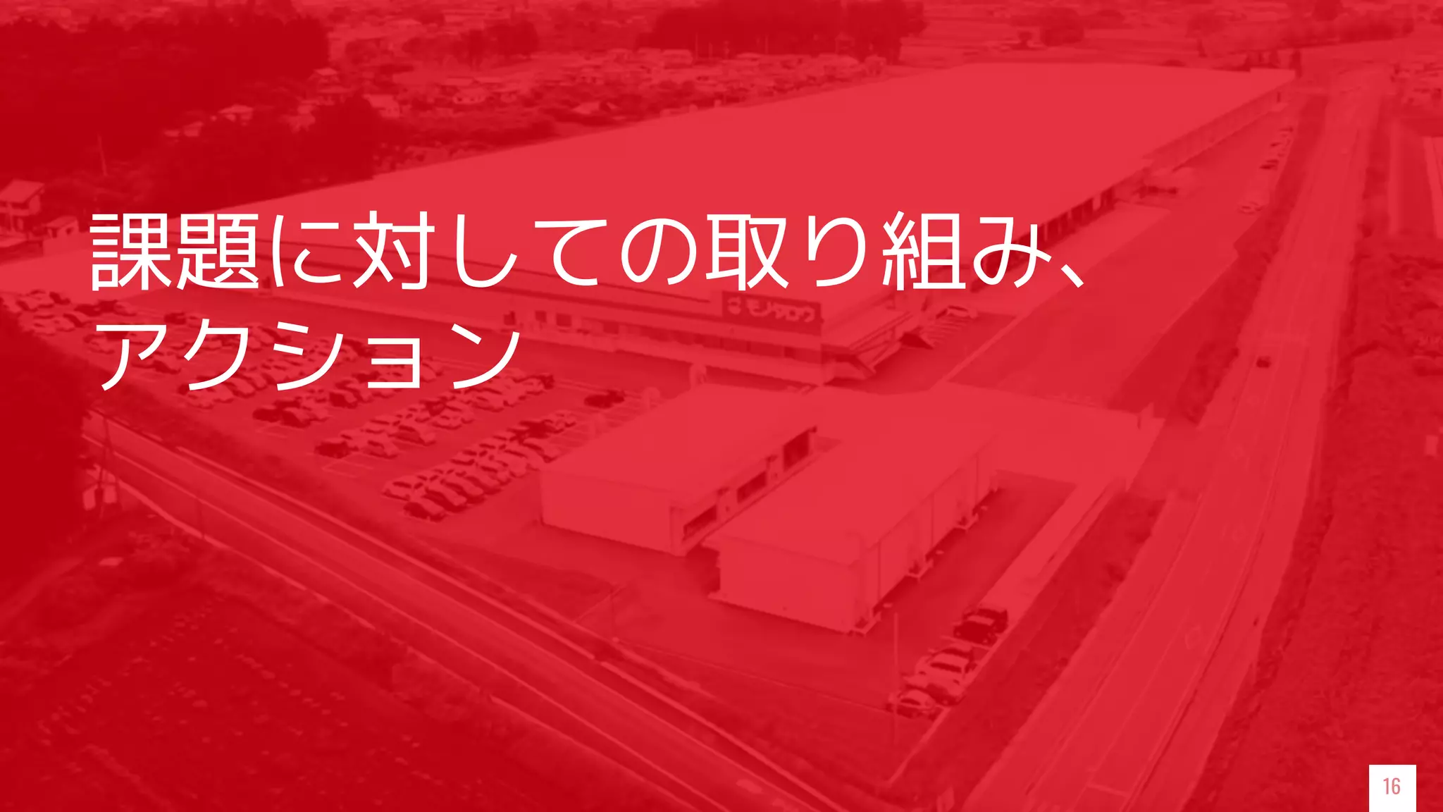 課題に対しての取り組み、
アクション
16
 