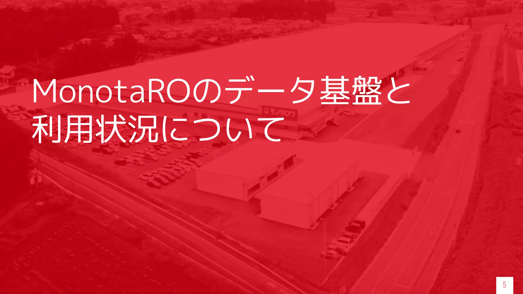 MonotaROのデータ基盤と
利用状況について
5
 