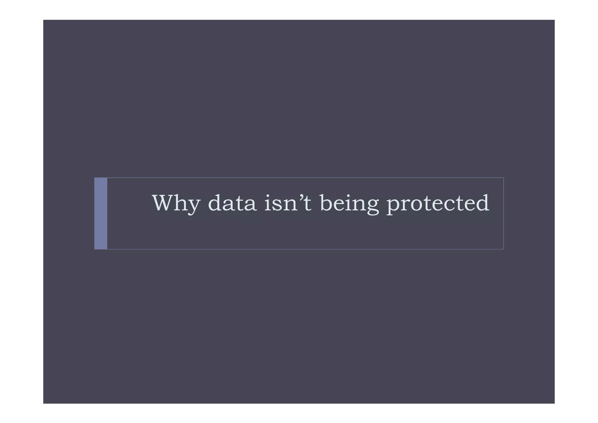 Why data isn’t being protected
 