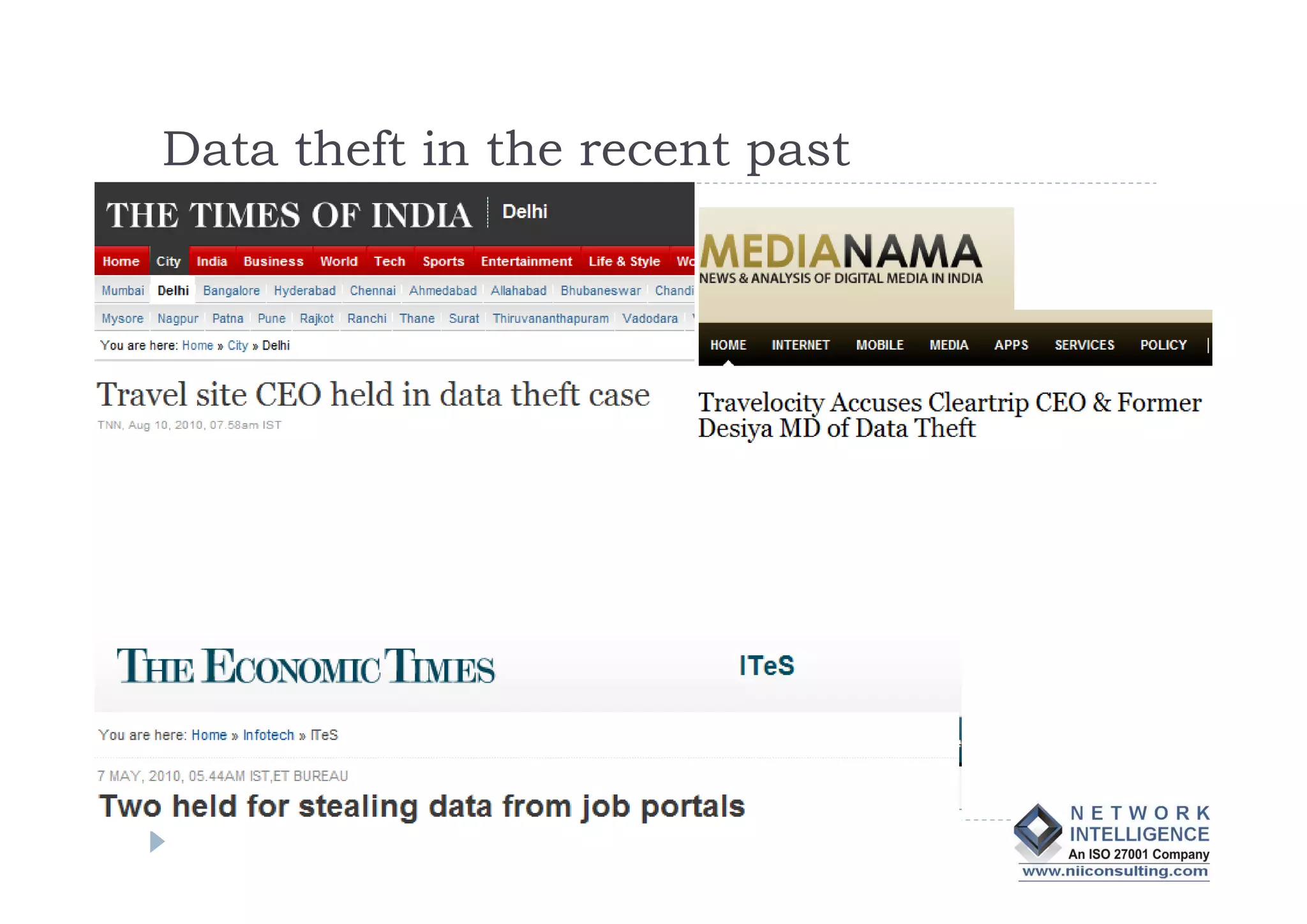 Data theft in the recent past
 