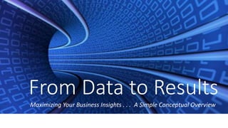 From Data to Results
Maximizing Your Business Insights . . . A Simple Conceptual Overview
 