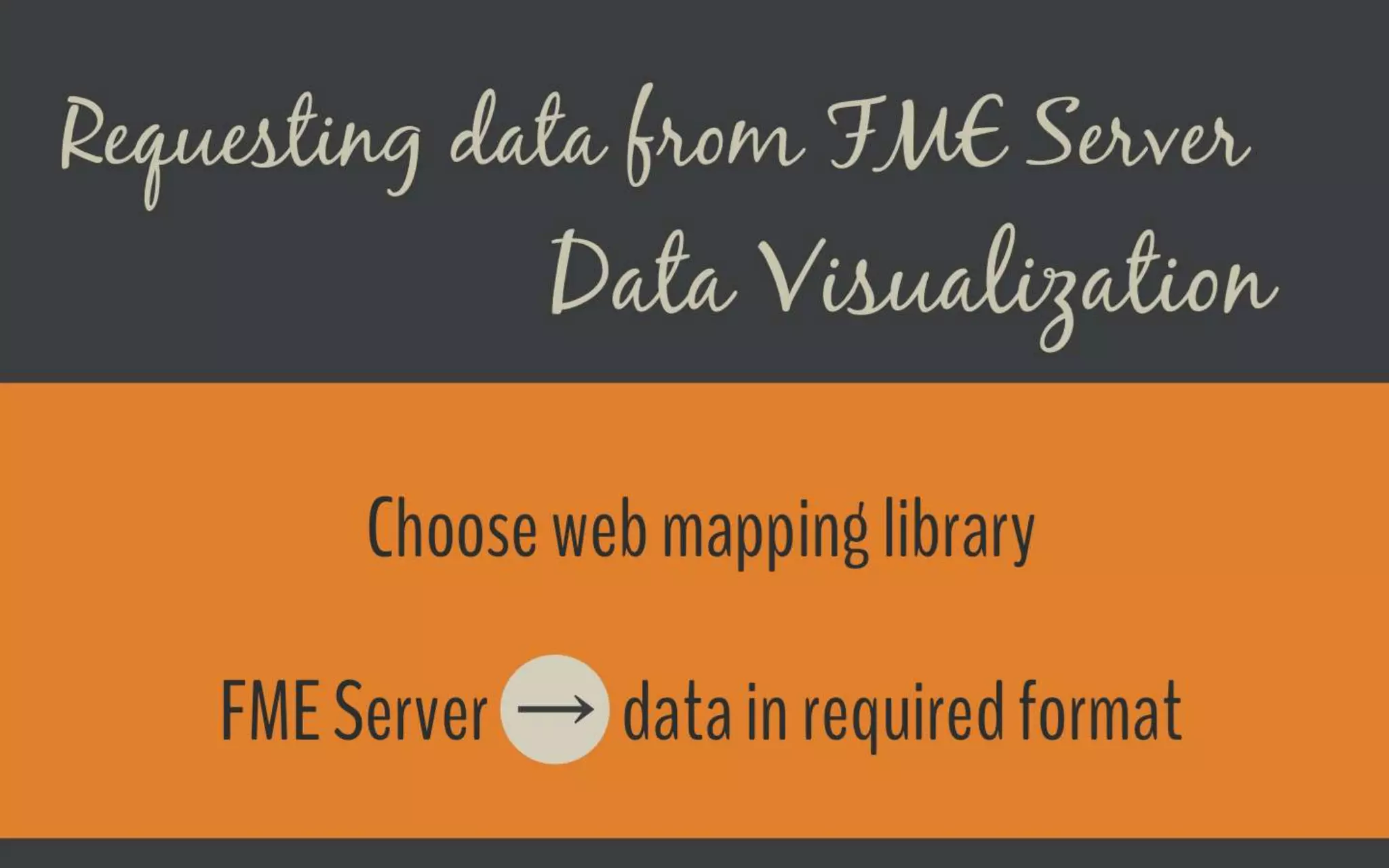 Requesting data from FME Server
Data Visualization
Choose web mapping library
FME Server → data in required format
 
