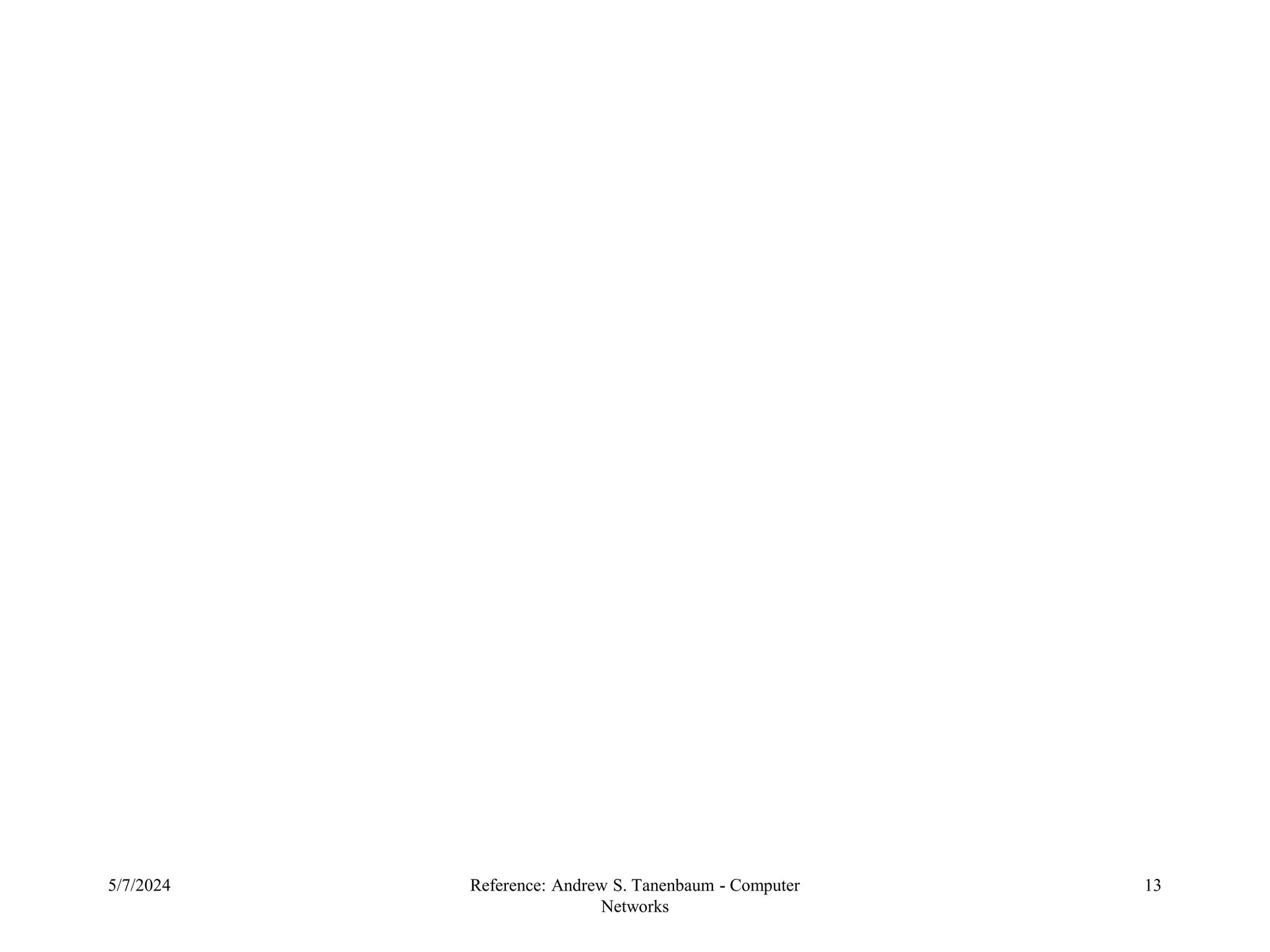 5/7/2024 Reference: Andrew S. Tanenbaum - Computer
Networks
13
 
