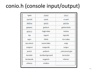 conio.h (console input/output)
41
 