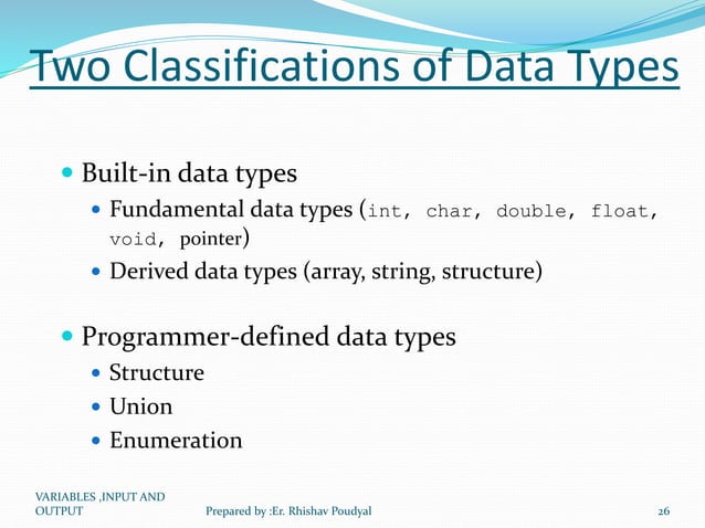 Datatype and Operators used in C Programming | PPT
