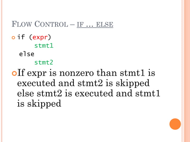 Control Flow Statements and Datatypes in C | PPT