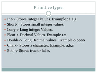 Datatype introduction- JAVA | PPT