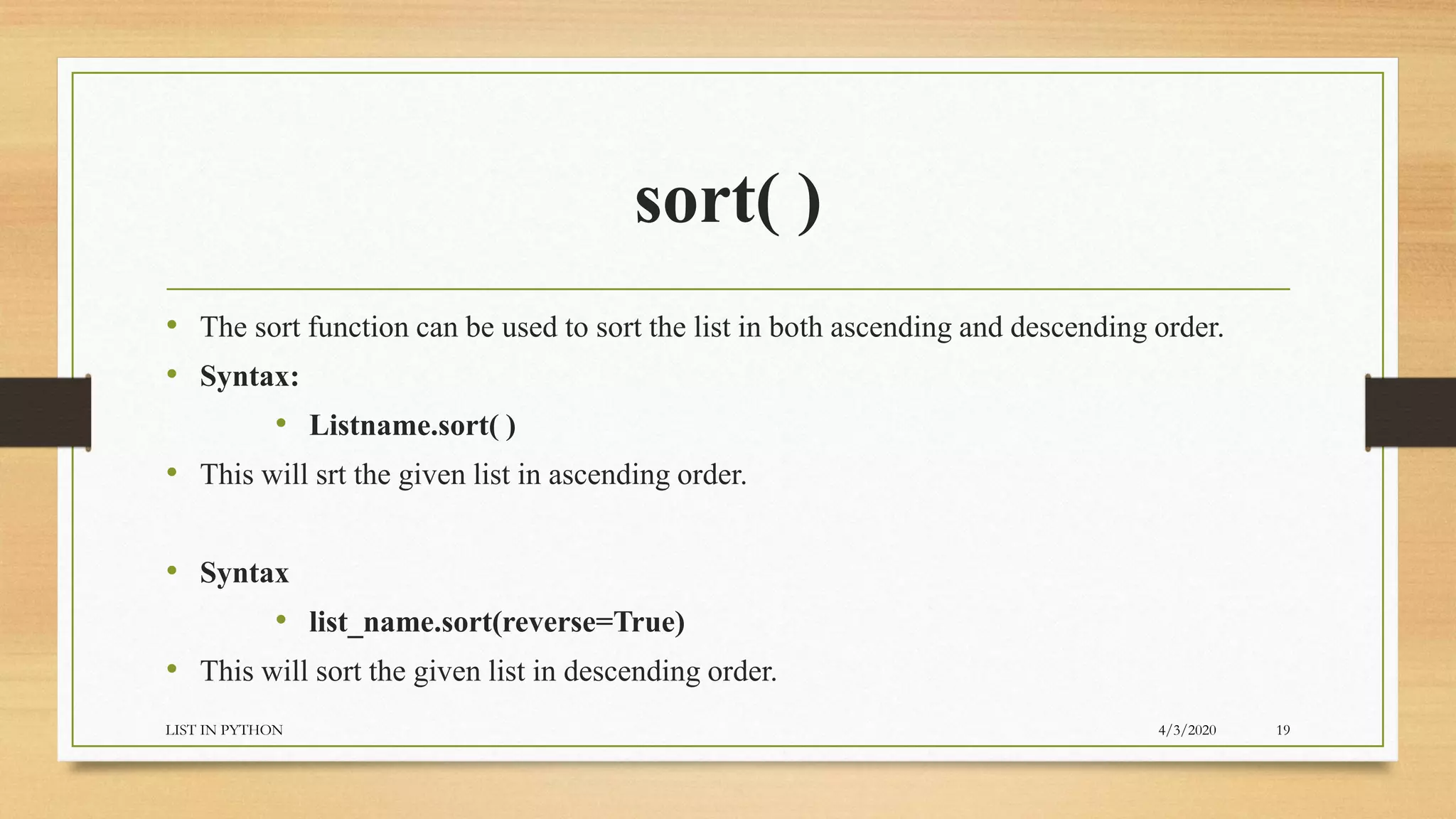 Data type list_methods_in_python | PPT
