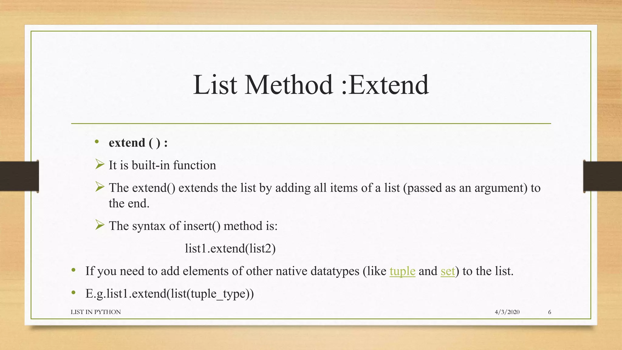 Data type list_methods_in_python | PPT