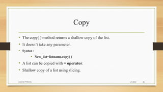 Data type list_methods_in_python | PPT